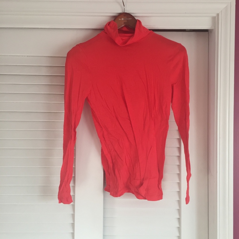 Bright red tissue turtleneck